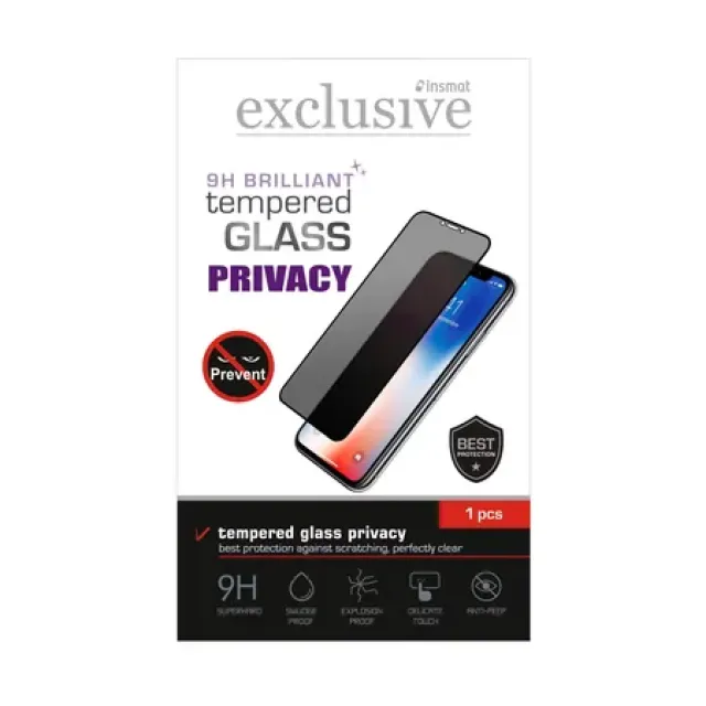 INSMAT ACCESSORIES 861-1624 Mobilcover - Apple - Sort - Hærdet glas