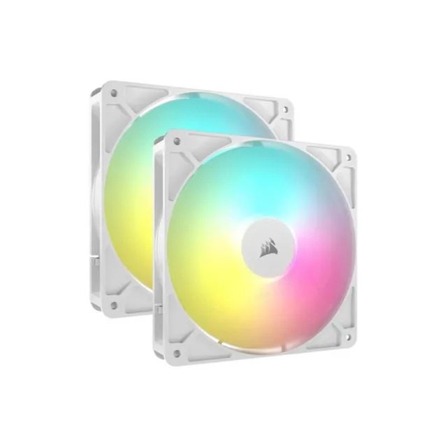 Corsair RS140 ARGB - dual pack - Kabinet køler - 140mm - Hvid med RGB LED lys - 36 dBA